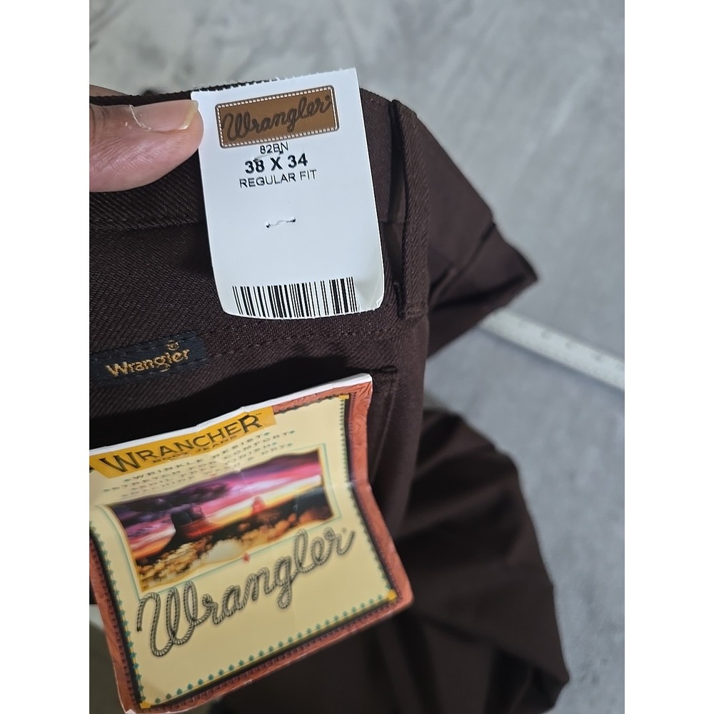 Wrangler Wrancher Dress Jeans Mens 38X34 Brown Western Cowboy Cabincore‎ Casual - Picture 2 of 8